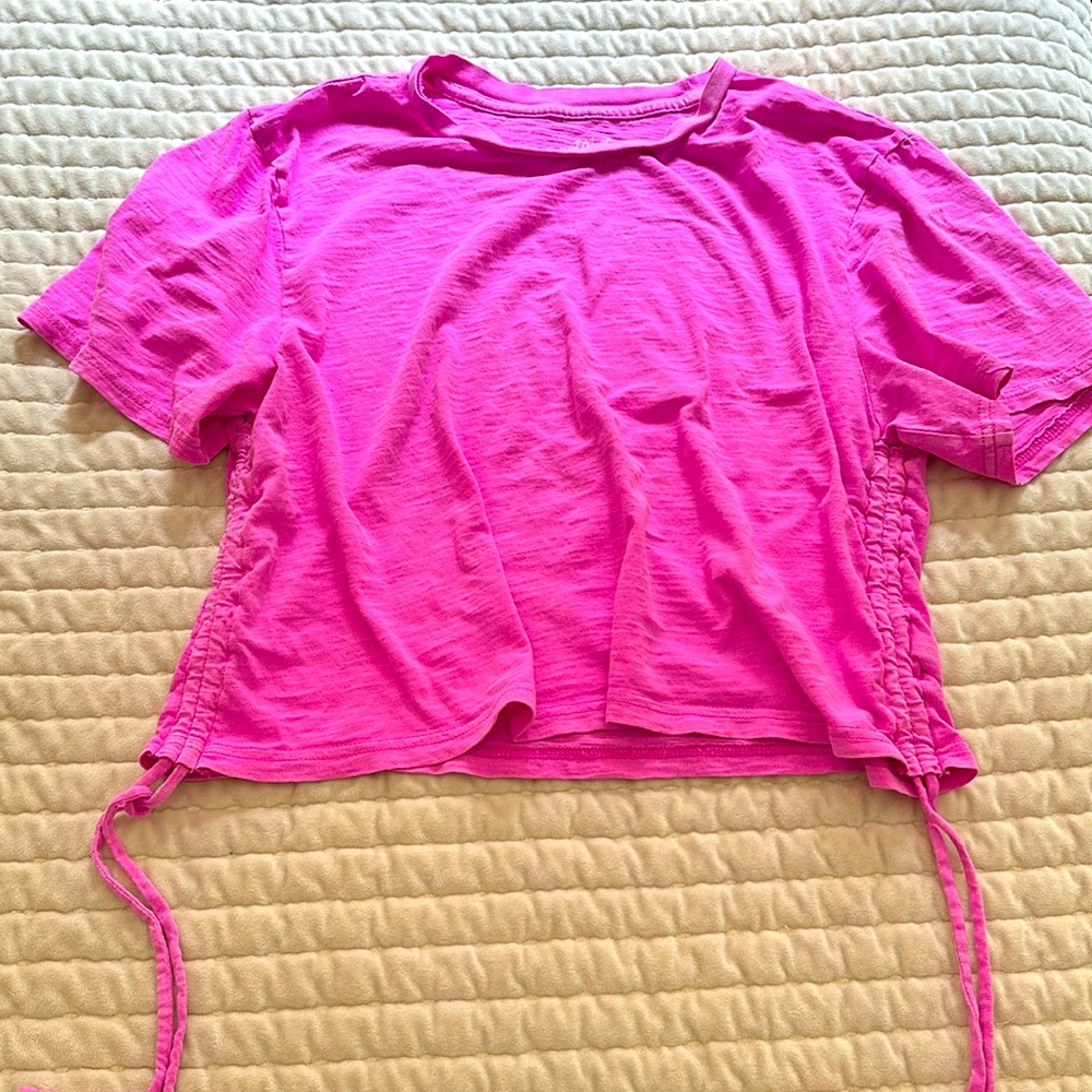 Hot pink side tie crop top